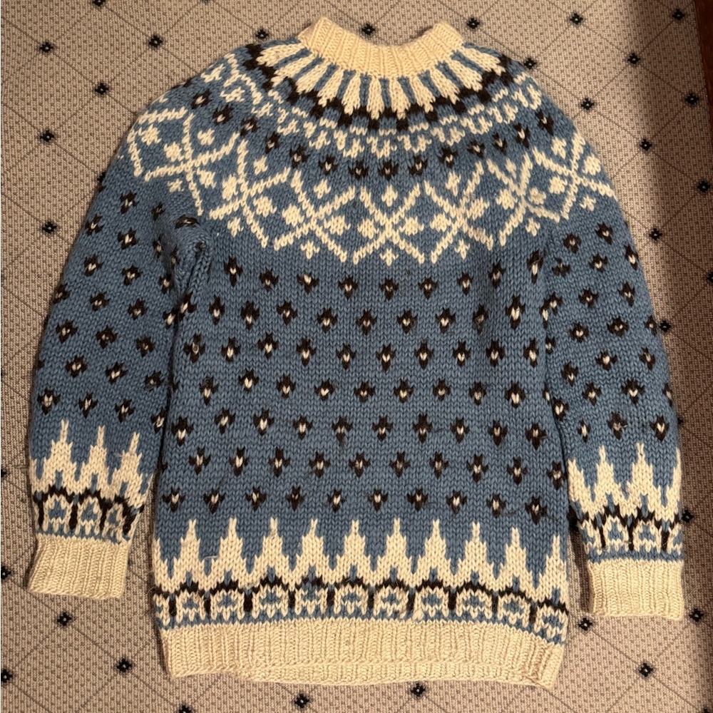 Samband of Iceland Handknit Icelandic Wool Sweater Nordic Pattern XL